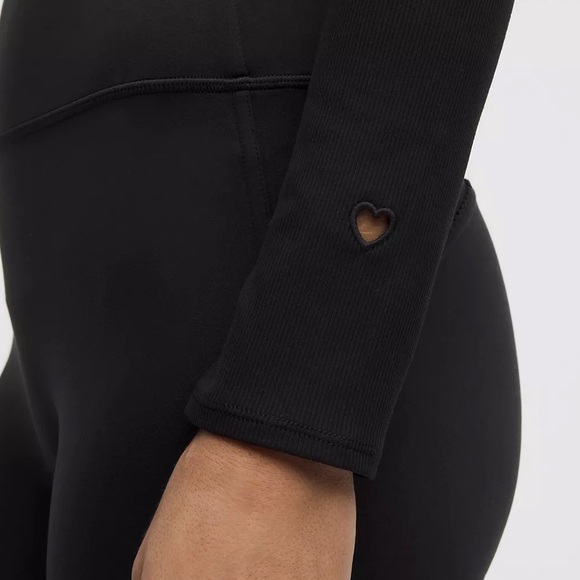 Lululemon Nulu Ribbed Black Wrap Top Heart - Picture 5 of 5